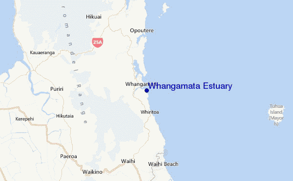 Whangamata Estuary Location Map