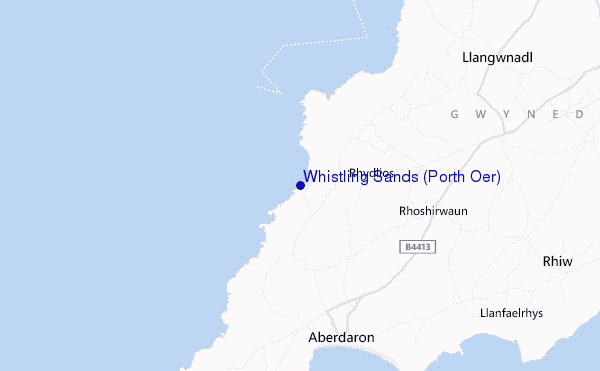 mappa di localizzazione di Whistling Sands (Porth Oer)