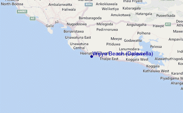 mappa di localizzazione di Wijiya Beach (Dalawella)