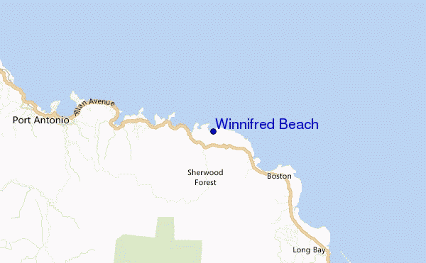 mappa di localizzazione di Winnifred Beach