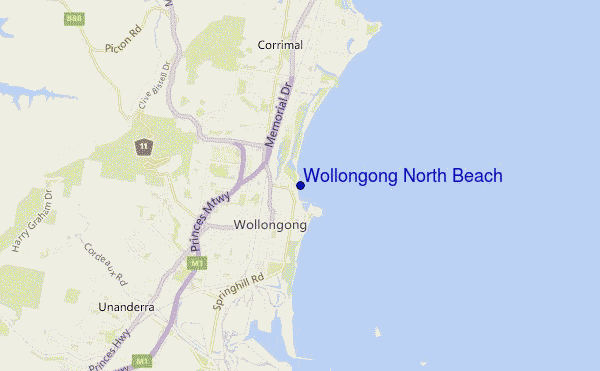mappa di localizzazione di Wollongong North Beach