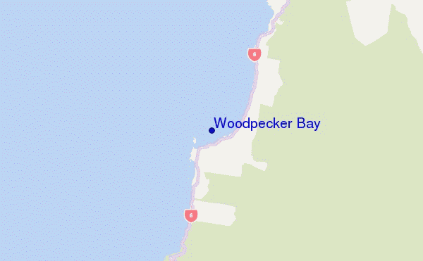 mappa di localizzazione di Woodpecker Bay