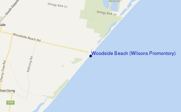 mappa di localizzazione di Woodside Beach (Wilsons Promontory)