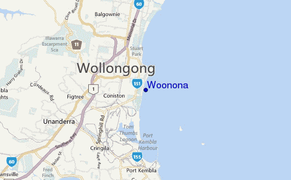mappa di localizzazione di Woonona