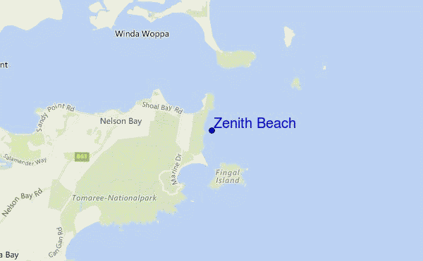 mappa di localizzazione di Zenith Beach