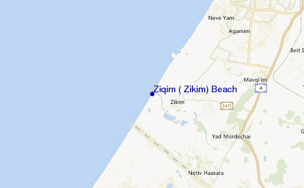 mappa di localizzazione di Ziqim ( Zikim) Beach