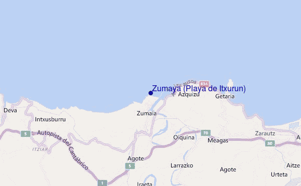 mappa di localizzazione di Zumaya (Playa de Itxurun)