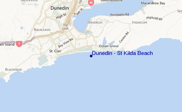 mappa di localizzazione di Dunedin - St Kilda Beach