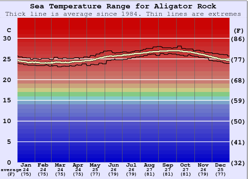 Aligator Rock Grafico della temperatura del mare