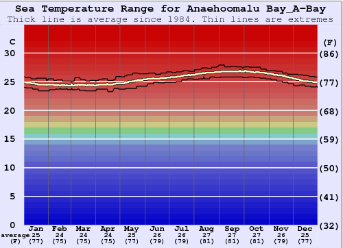 Anaehoomalu Bay_A-Bay Grafico della temperatura del mare