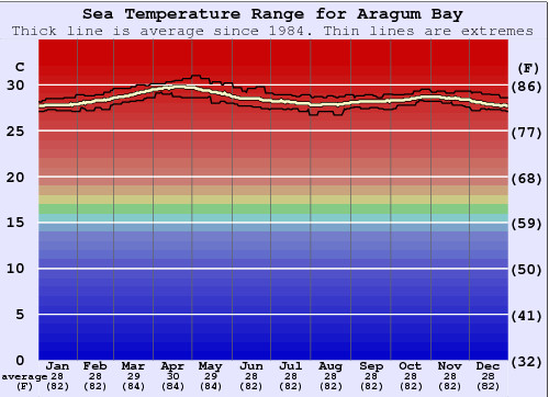 Arugam Bay Grafico della temperatura del mare