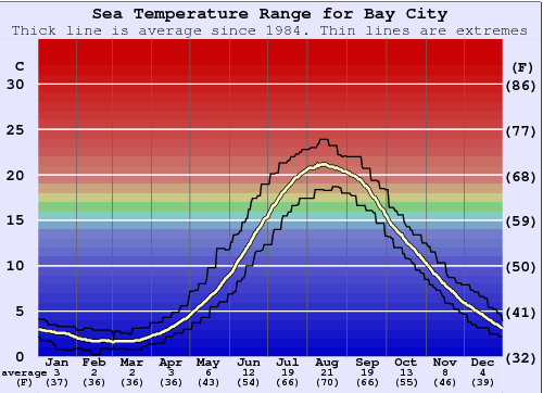 Bay City Grafico della temperatura del mare