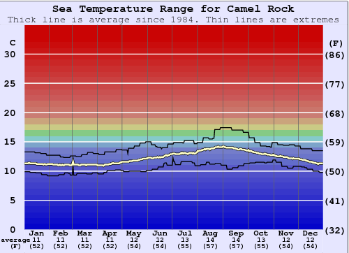 Camel Rock Grafico della temperatura del mare