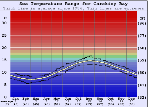 Carskiey Bay Grafico della temperatura del mare