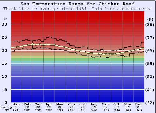 Chicken Reef Grafico della temperatura del mare