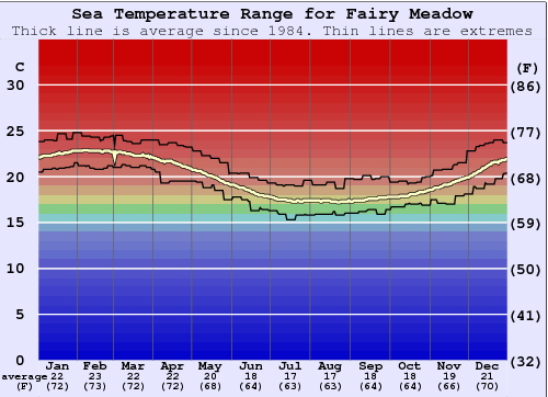 Fairy Meadow Grafico della temperatura del mare