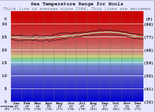 Waiaha Rivermouth / Honls Grafico della temperatura del mare