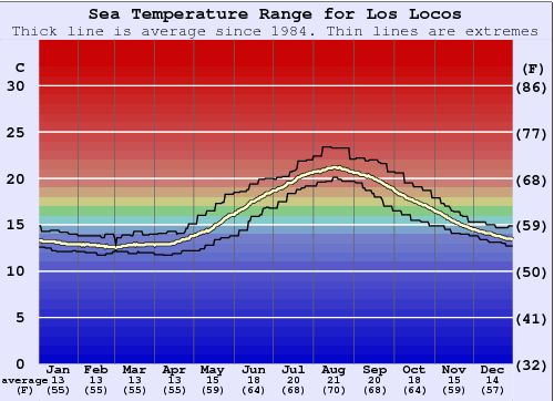 Los Locos Grafico della temperatura del mare