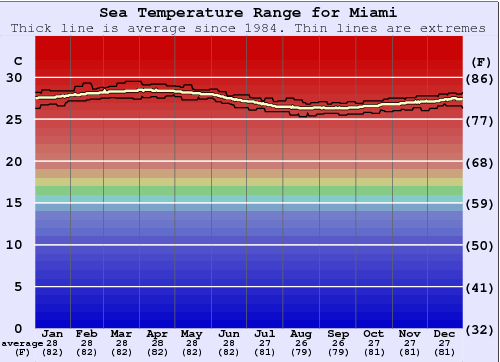 Miami Grafico della temperatura del mare
