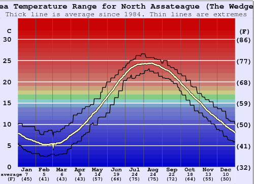 North Assateague (The Wedge) Grafico della temperatura del mare
