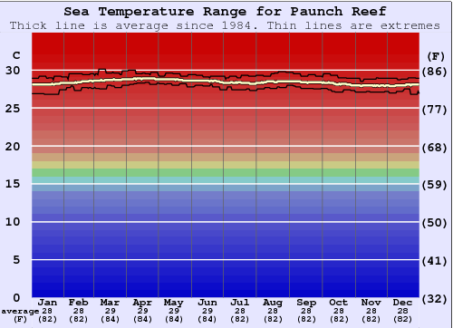 Paunch Reef Grafico della temperatura del mare