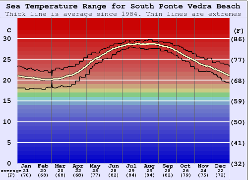 South Ponte Vedra Beach Grafico della temperatura del mare