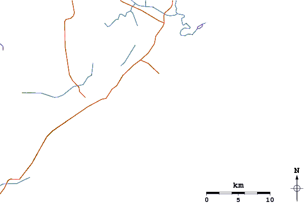 Strade e fiumi intorno Cantao da Praia Grande