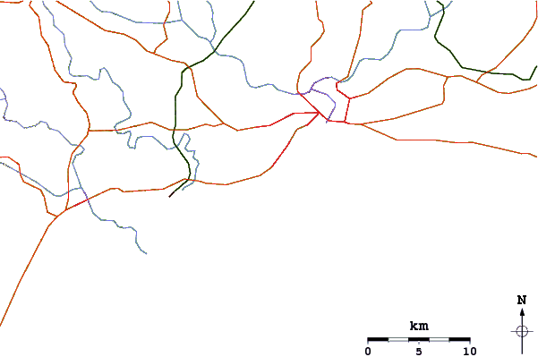 Strade e fiumi intorno Guibia