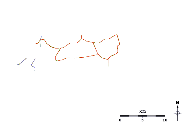 Strade e fiumi intorno Margidore (Elba)