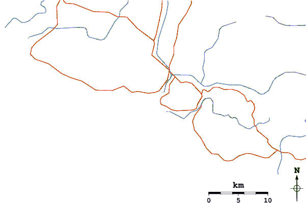 Strade e fiumi intorno Nera Rivermouth