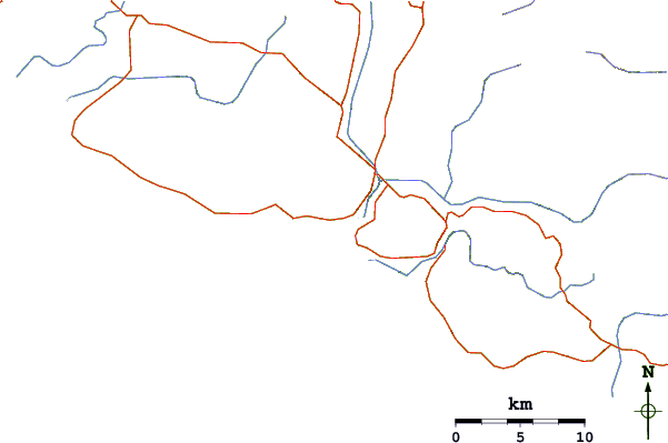 Strade e fiumi intorno La Roche Percee (Bonhomme de Bourail)