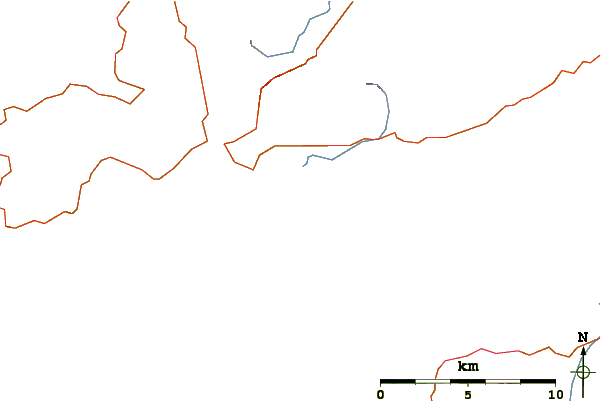 Strade e fiumi intorno Trabeg or Kinard
