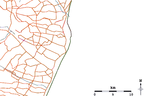 Strade e fiumi intorno Tuhawaiki Point
