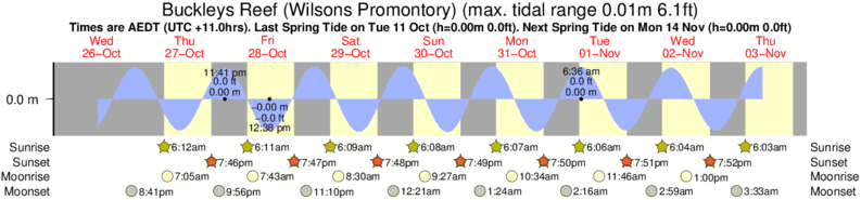 diagramma di marea per Buckleys Reef (Wilsons Promontory) vicino Darbys (Wilsons Promontory) surf break