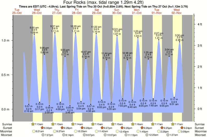 diagramma di marea per Four Rocks vicino Sugar Shack surf break
