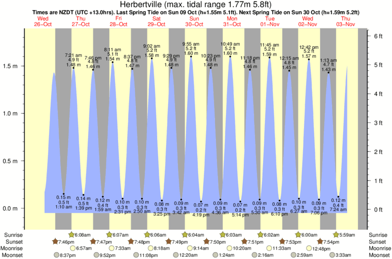 tide graph for Herbertville surf break