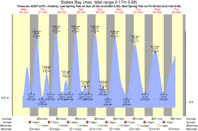tide graph for Stokes Bay surf break