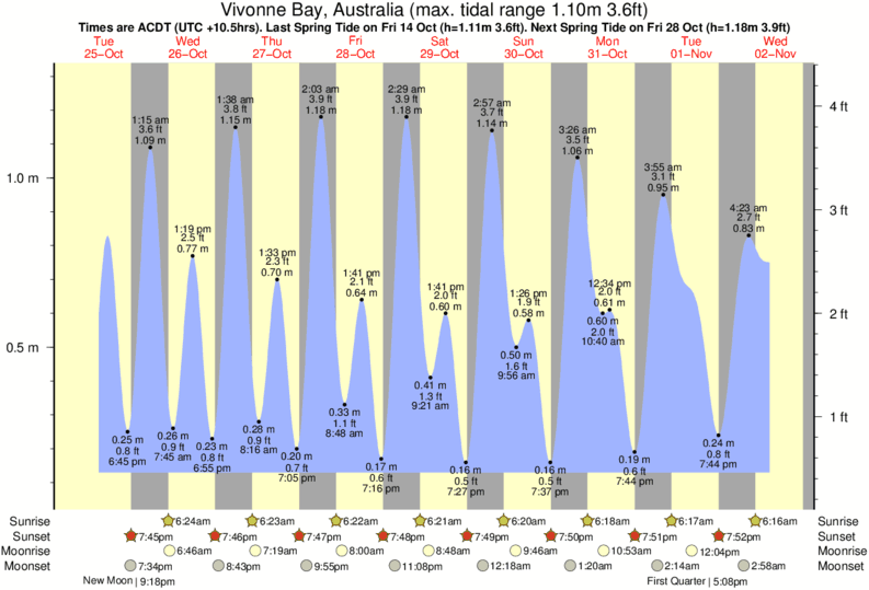 diagramma di marea per Vivonne Bay, Australia vicino Cape Young Husband surf break